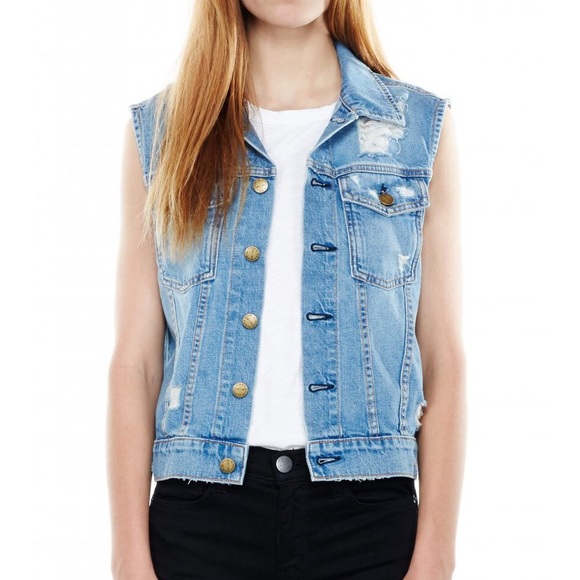 Current/Elliott sleeveless destroyed jean vest